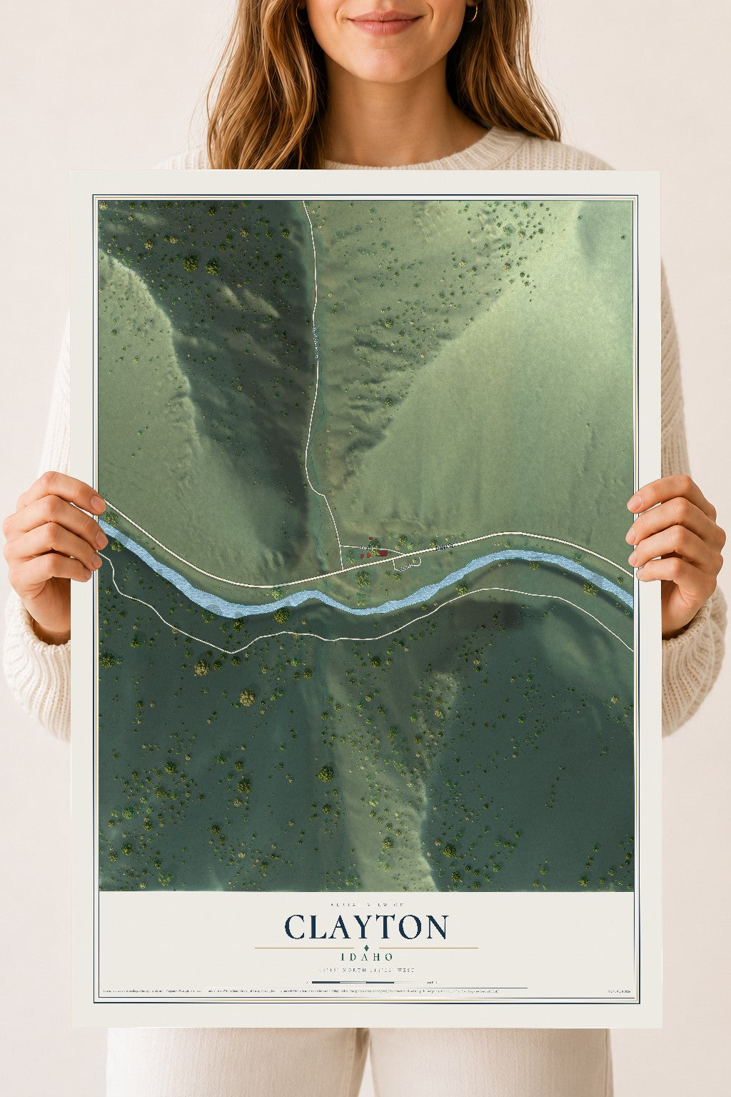 Map of Clayton, Idaho, 18 x 24 inch unframed archival matte print