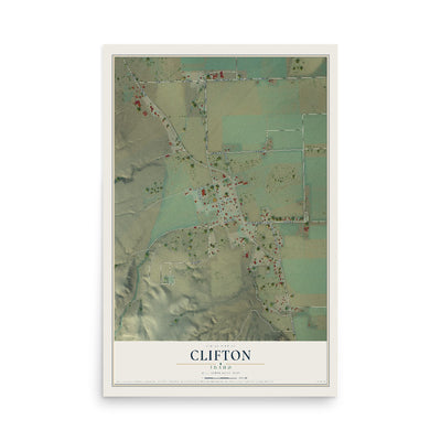 Map of Clifton, Idaho, 12 x 18 inch unframed archival matte print