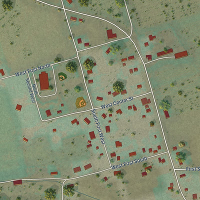 Close-up of the map of Clifton, Idaho print showing street and building detail