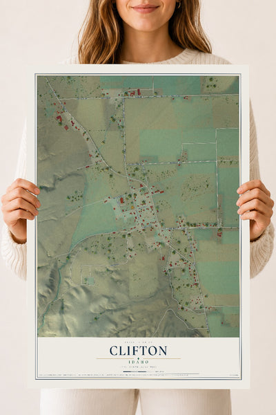 Map of Clifton, Idaho, 18 x 24 inch unframed archival matte print