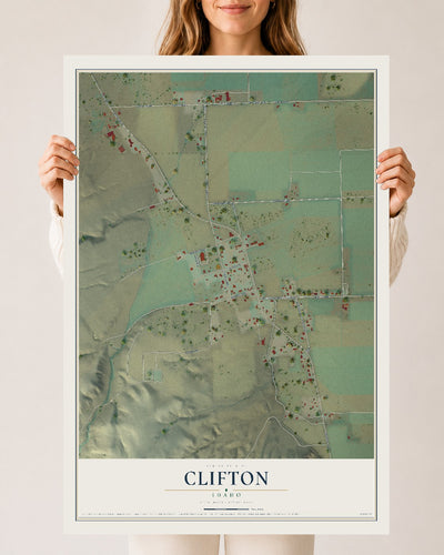 Map of Clifton, Idaho, 24 x 36 inch unframed archival matte print