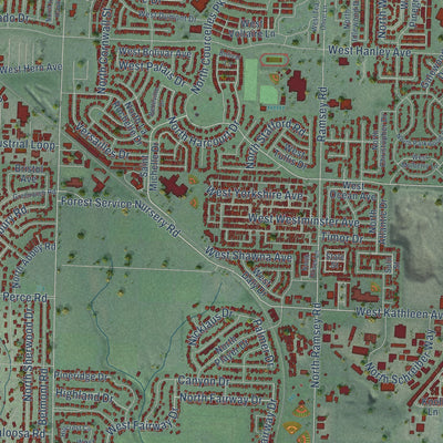 Second close-up of the map of Coeur d'Alene, Idaho print showing more streets and buildings