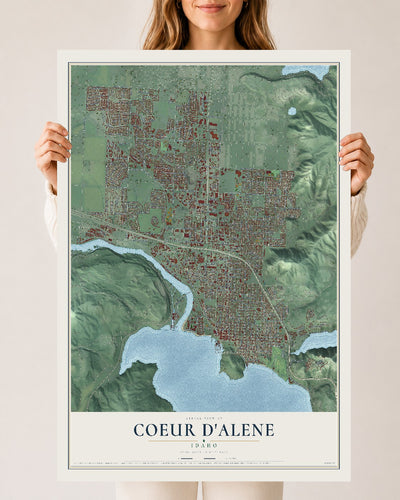 Map of Coeur d'Alene, Idaho, 24 x 36 inch unframed archival matte print