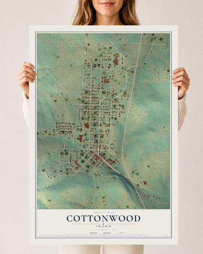 Map of Cottonwood, Idaho, 24 x 36 inch unframed archival matte print