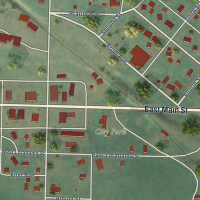 Close-up of the map of Craigmont, Idaho print showing street and building detail