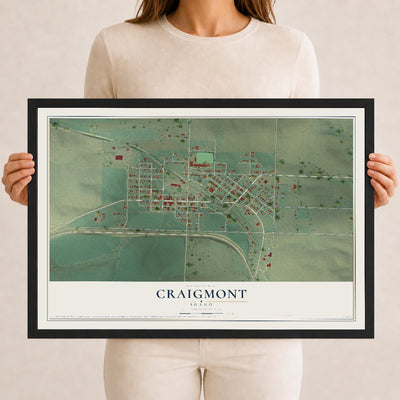 Map of Craigmont, Idaho, 12 x 18 inch print in a black wood frame