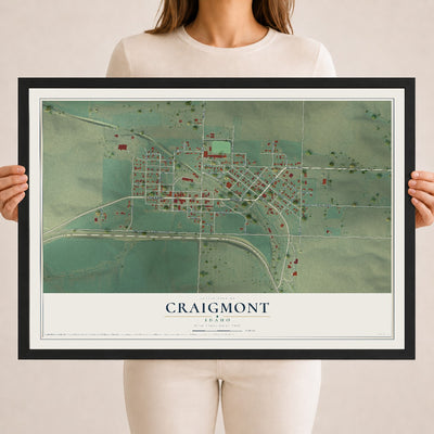 Map of Craigmont, Idaho, 18 x 24 inch print in a black wood frame