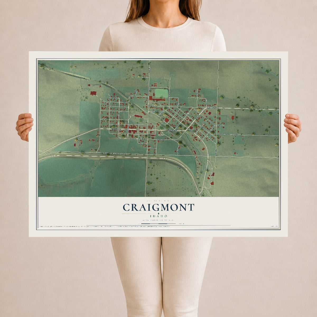 Map of Craigmont, Idaho, 24 x 36 inch unframed archival matte print