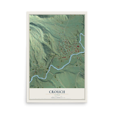 Map of Crouch, Idaho, 12 x 18 inch unframed archival matte print