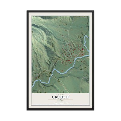 Map of Crouch, Idaho, 12 x 18 inch print in a black wood frame
