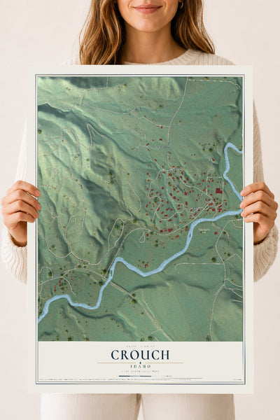 Map of Crouch, Idaho, 18 x 24 inch unframed archival matte print