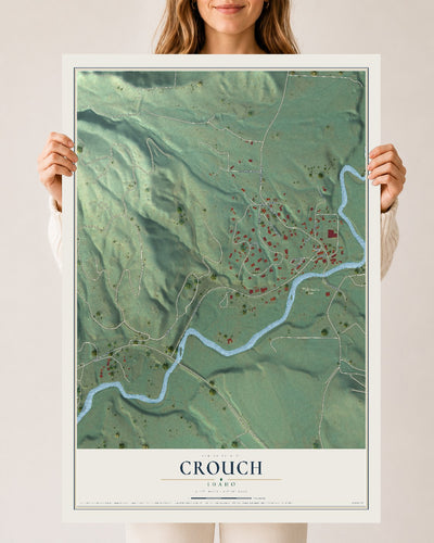 Map of Crouch, Idaho, 24 x 36 inch unframed archival matte print