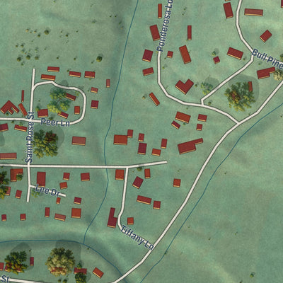 Close-up of the map of Culdesac, Idaho print showing street and building detail