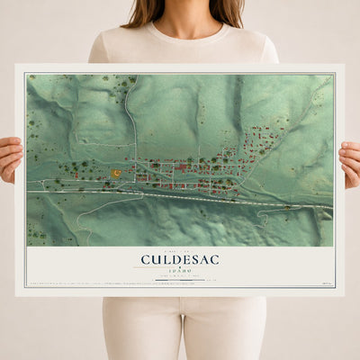 Map of Culdesac, Idaho, 18 x 24 inch unframed archival matte print