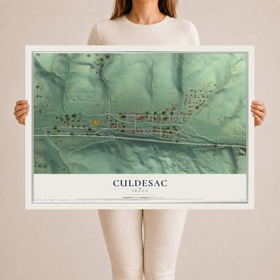 Map of Culdesac, Idaho, 24 x 36 inch unframed archival matte print