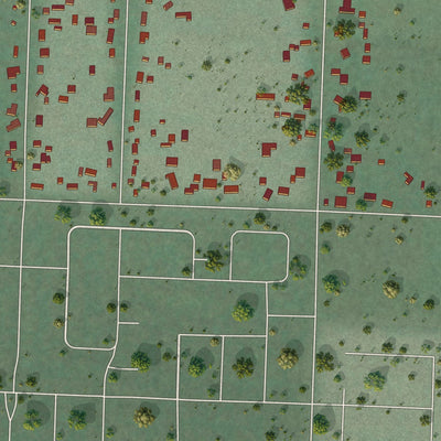 Second close-up of the map of Dalton Gardens, Idaho print showing more streets and buildings