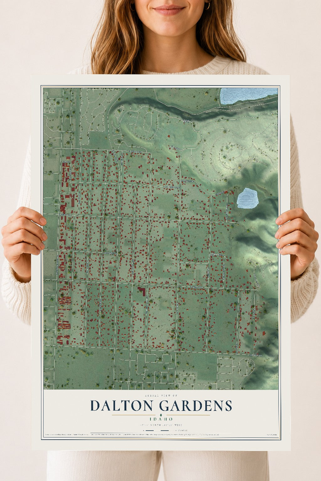 Map of Dalton Gardens, Idaho, 18 x 24 inch unframed archival matte print