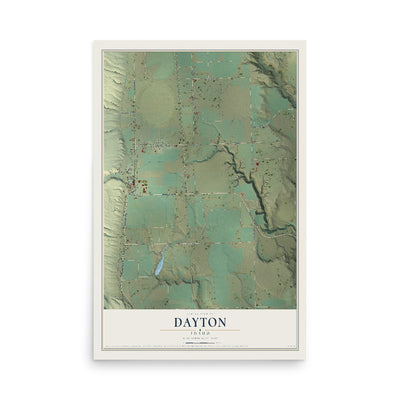 Map of Dayton, Idaho, 12 x 18 inch unframed archival matte print