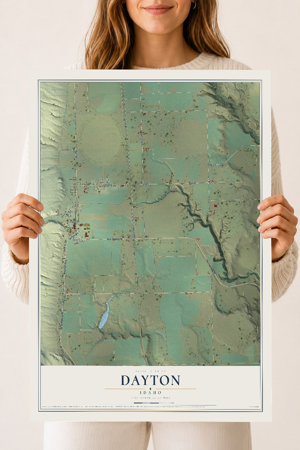 Map of Dayton, Idaho, 18 x 24 inch unframed archival matte print