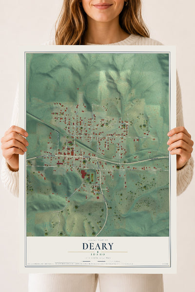 Map of Deary, Idaho, 18 x 24 inch unframed archival matte print