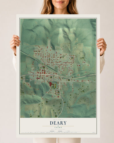 Map of Deary, Idaho, 24 x 36 inch unframed archival matte print