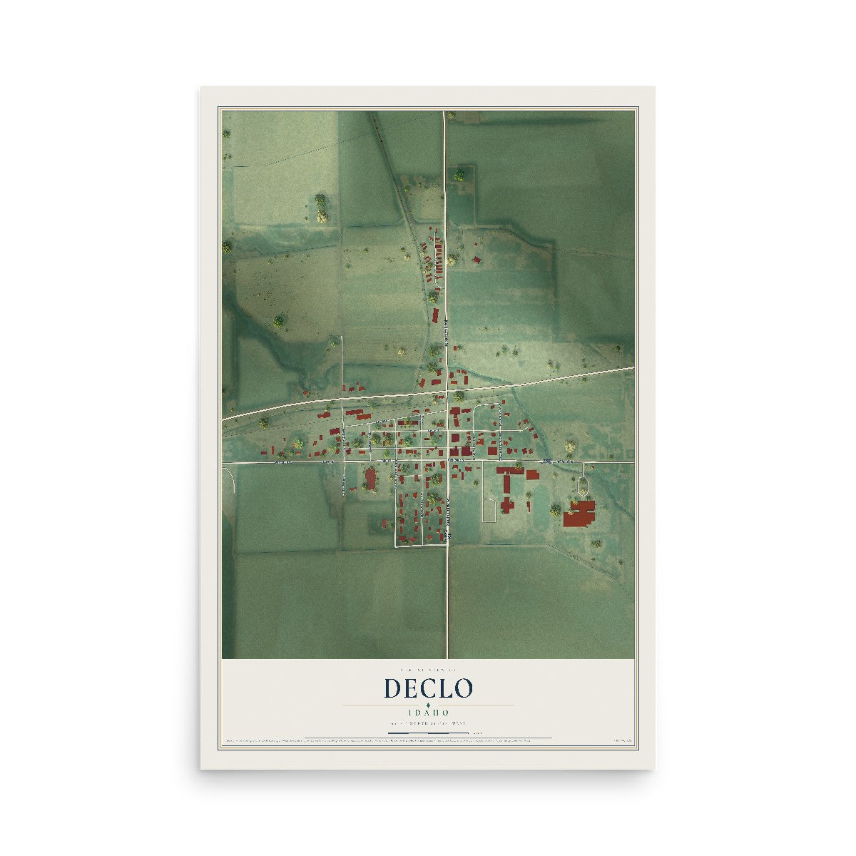 Map of Declo, Idaho, 12 x 18 inch unframed archival matte print