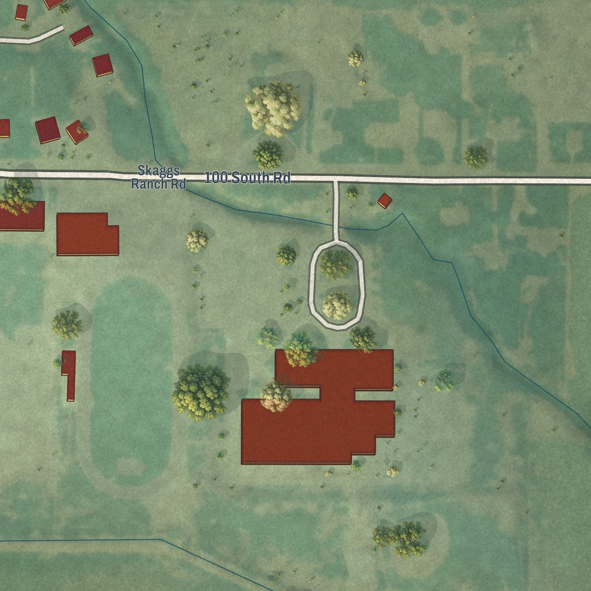 Second close-up of the map of Declo, Idaho print showing more streets and buildings