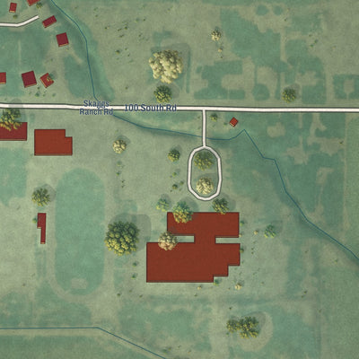Second close-up of the map of Declo, Idaho print showing more streets and buildings