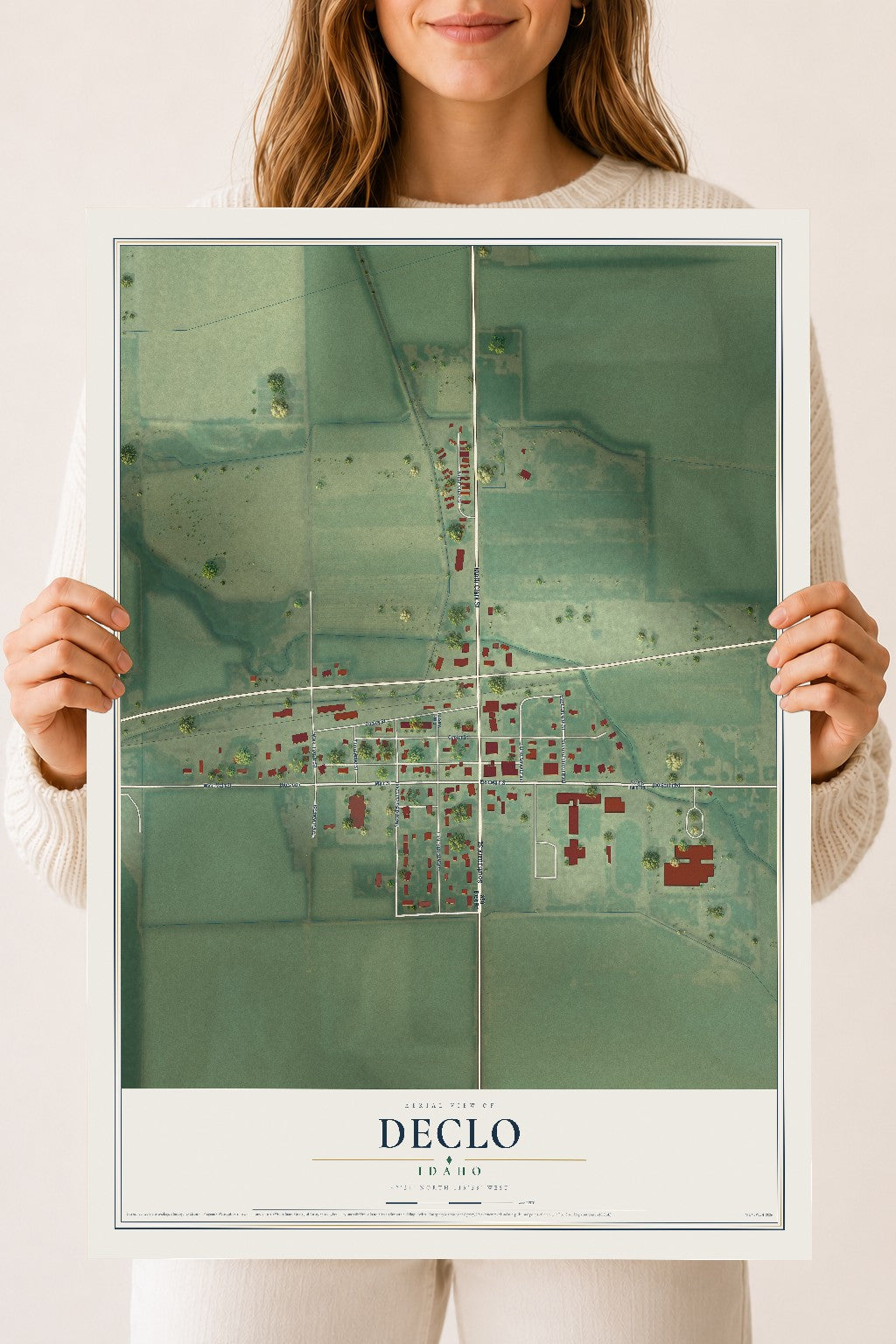 Map of Declo, Idaho, 18 x 24 inch unframed archival matte print