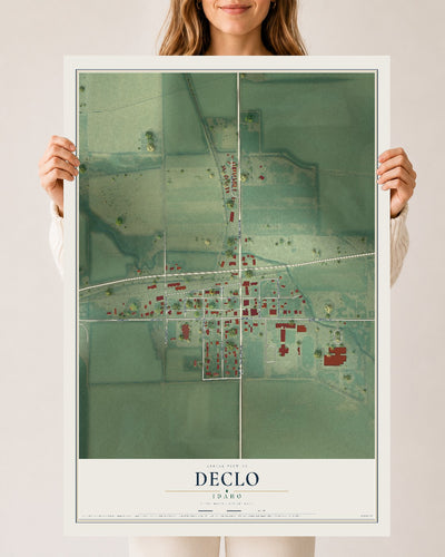 Map of Declo, Idaho, 24 x 36 inch unframed archival matte print