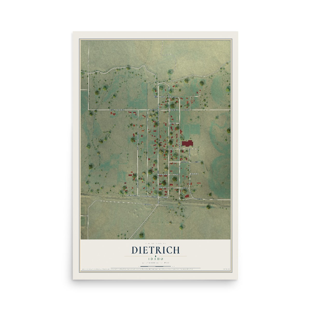 Map of Dietrich, Idaho, 12 x 18 inch unframed archival matte print