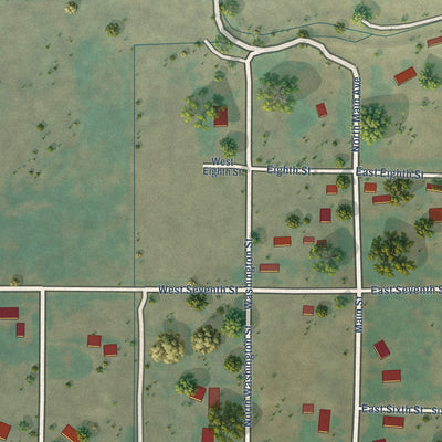 Second close-up of the map of Dietrich, Idaho print showing more streets and buildings