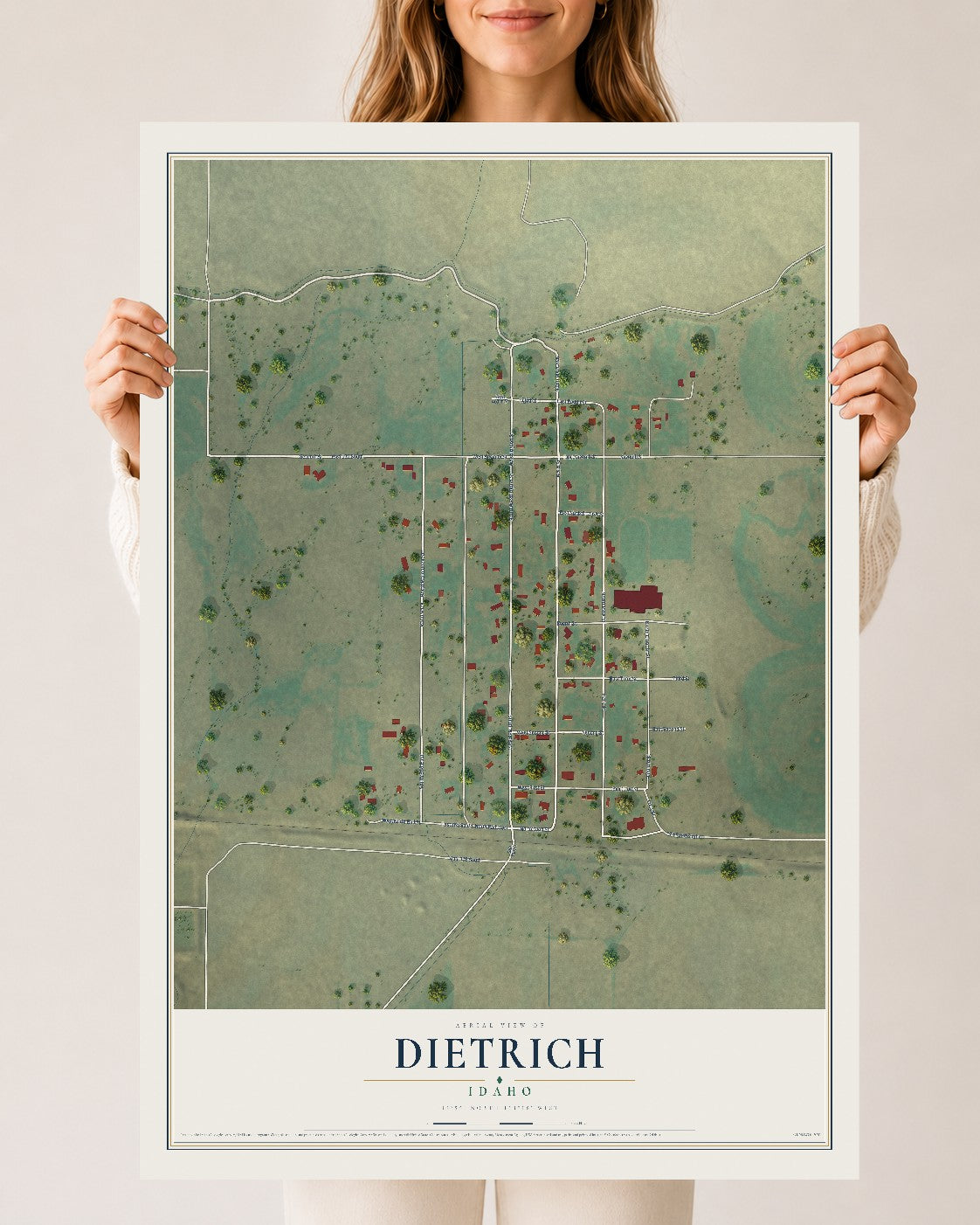 Map of Dietrich, Idaho, 24 x 36 inch unframed archival matte print