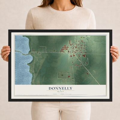 Map of Donnelly, Idaho, 12 x 18 inch print in a black wood frame