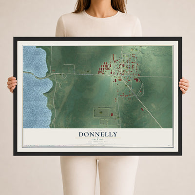 Map of Donnelly, Idaho, 24 x 36 inch print in a black wood frame