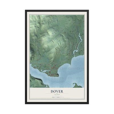 Map of Dover, Idaho, 12 x 18 inch print in a black wood frame
