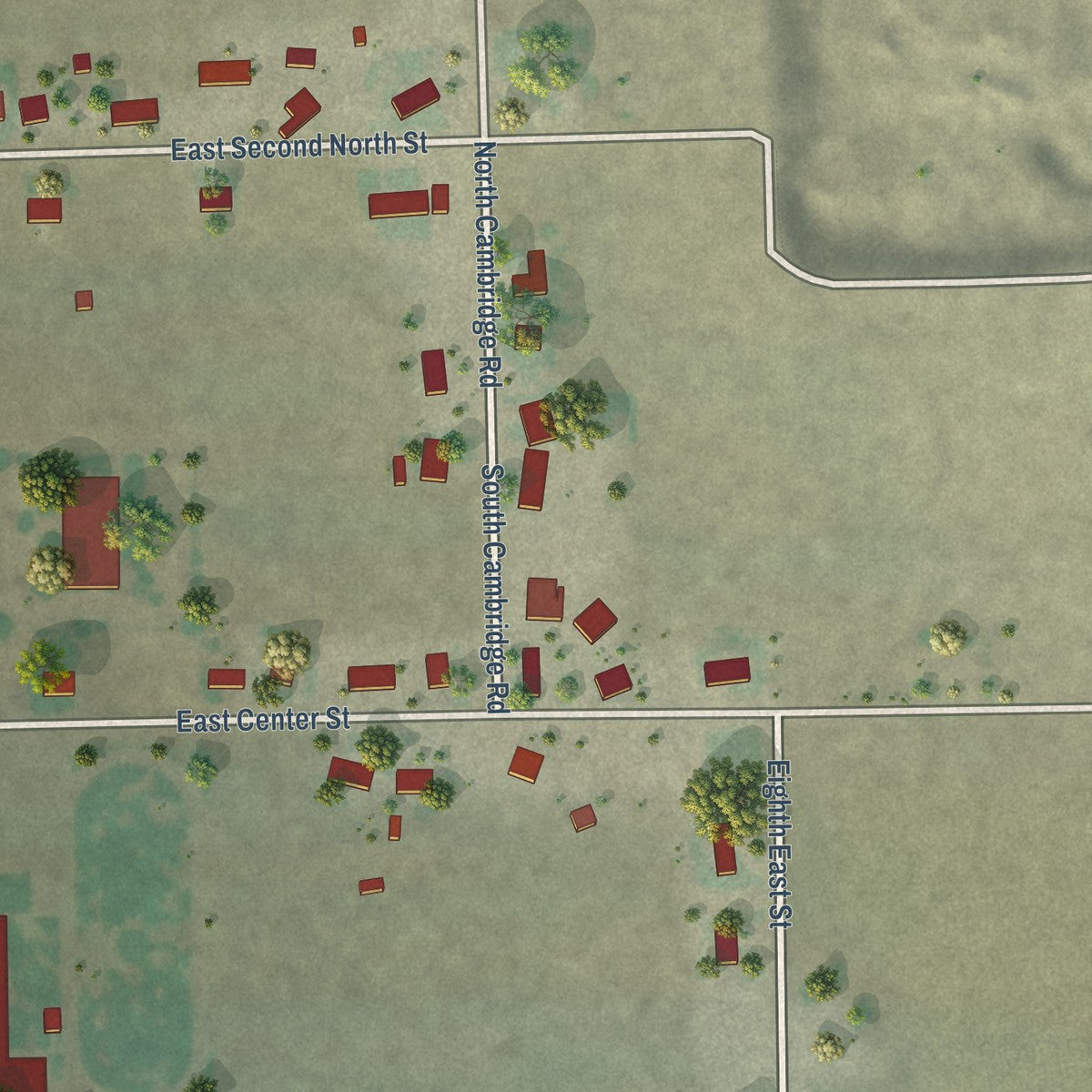Second close-up of the map of Downey, Idaho print showing more streets and buildings
