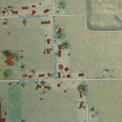 Second close-up of the map of Downey, Idaho print showing more streets and buildings