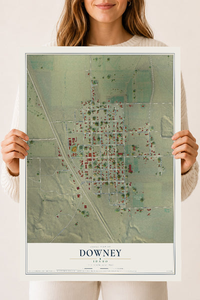 Map of Downey, Idaho, 18 x 24 inch unframed archival matte print