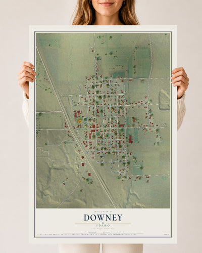 Map of Downey, Idaho, 24 x 36 inch unframed archival matte print