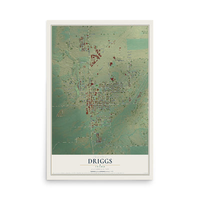 Map of Driggs, Idaho, 12 x 18 inch unframed archival matte print