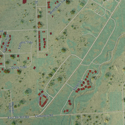 Second close-up of the map of Driggs, Idaho print showing more streets and buildings
