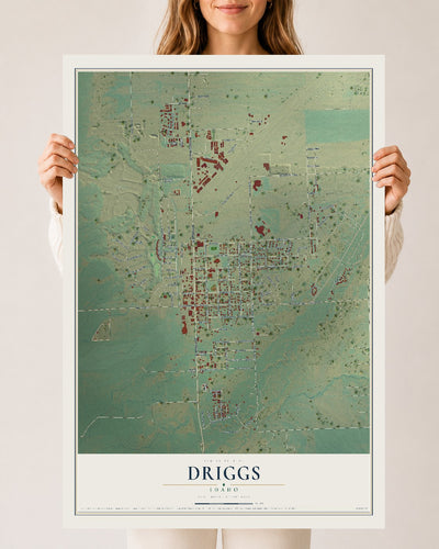 Map of Driggs, Idaho, 24 x 36 inch unframed archival matte print