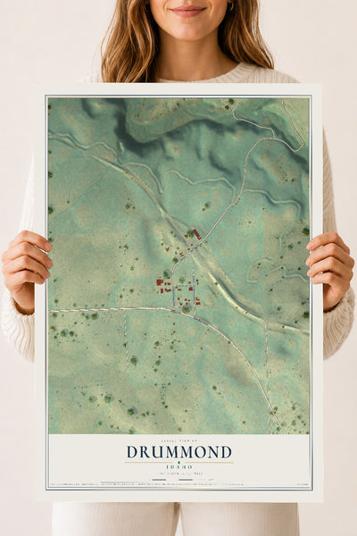 Map of Drummond, Idaho, 18 x 24 inch unframed archival matte print