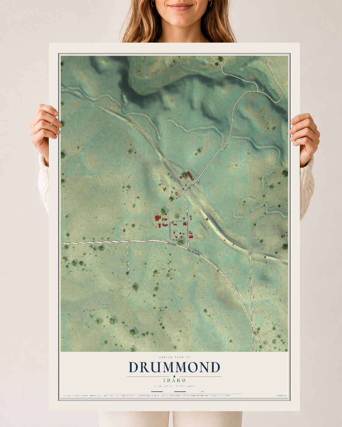 Map of Drummond, Idaho, 24 x 36 inch unframed archival matte print