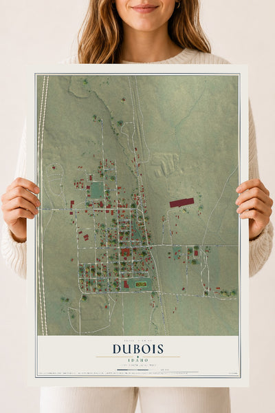 Map of Dubois, Idaho, 18 x 24 inch unframed archival matte print