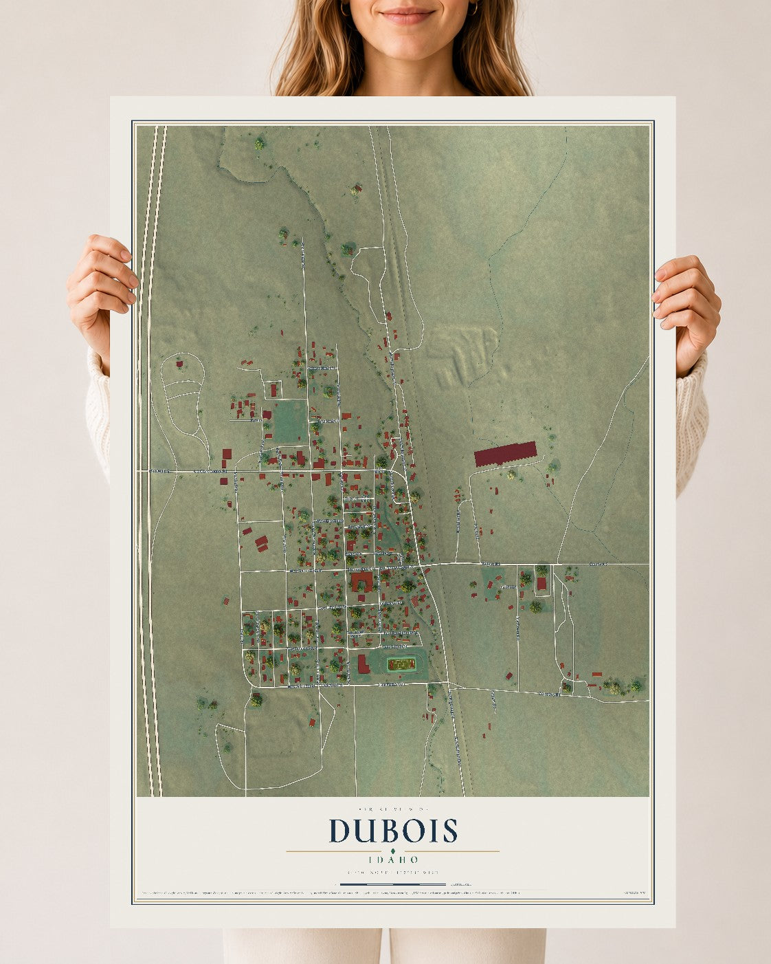 Map of Dubois, Idaho, 24 x 36 inch unframed archival matte print