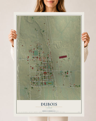 Map of Dubois, Idaho, 24 x 36 inch unframed archival matte print