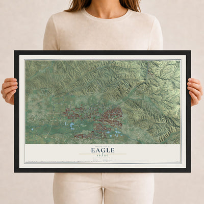 Map of Eagle, Idaho, 12 x 18 inch print in a black wood frame
