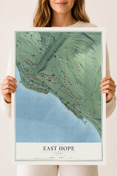 Map of East Hope, Idaho, 18 x 24 inch unframed archival matte print
